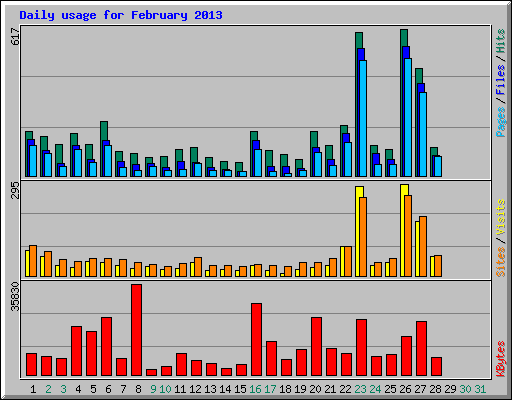Daily usage for February 2013
