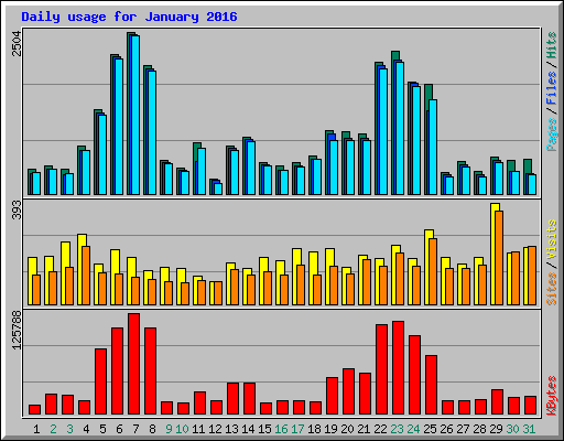 Daily usage for January 2016