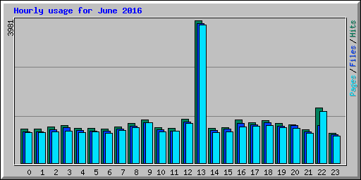 Hourly usage for June 2016